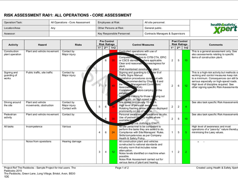 How to write a Risk Assessment with Health & Safety Xpert