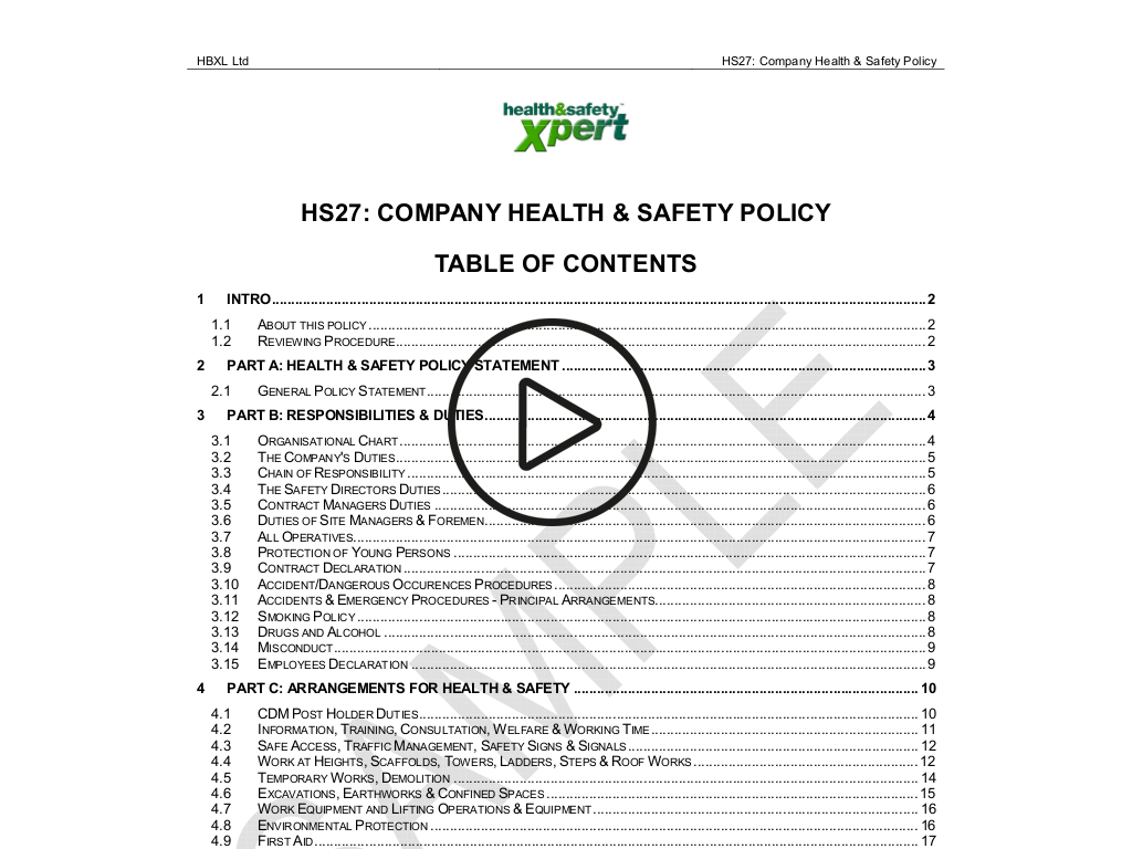 Company Health & Safety Policy