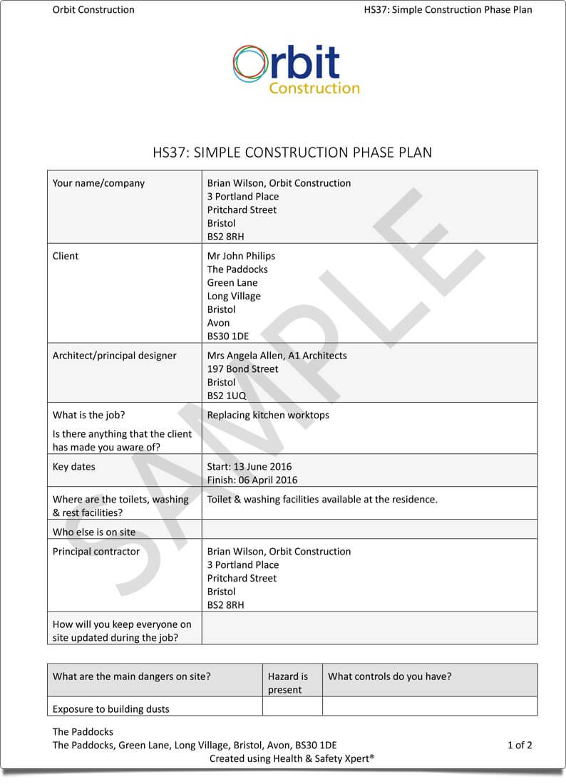 What Is A Health And Safety Plan For Construction