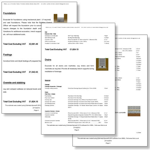 Detailed quote | Estimating Software for Builders