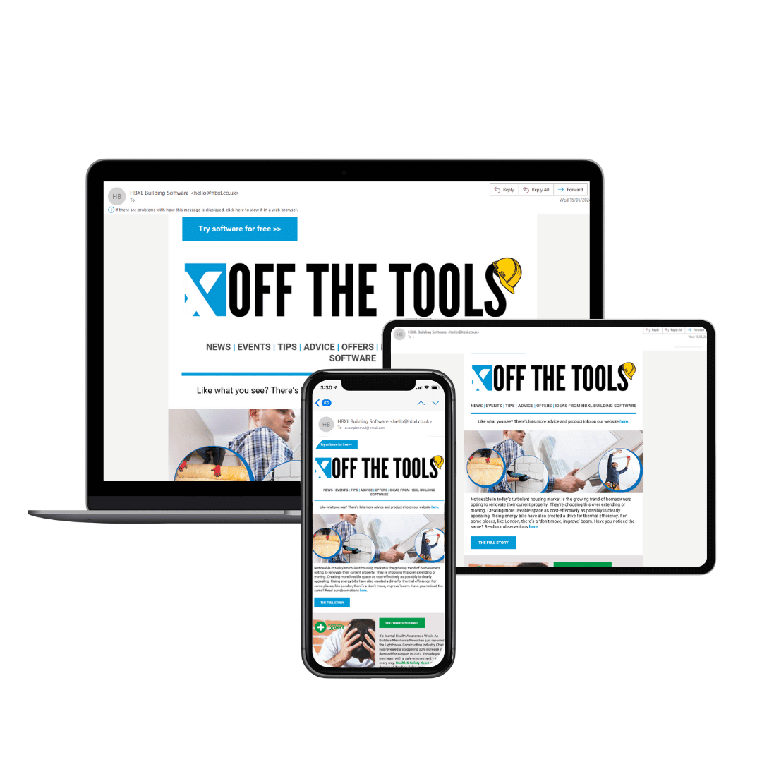 Off The Tools Email on laptop, tablet and mobile devices