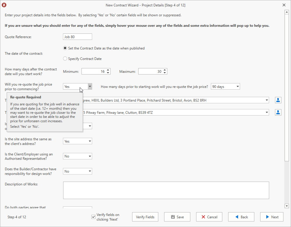 ContractsXpert 2021 New Project Wizard