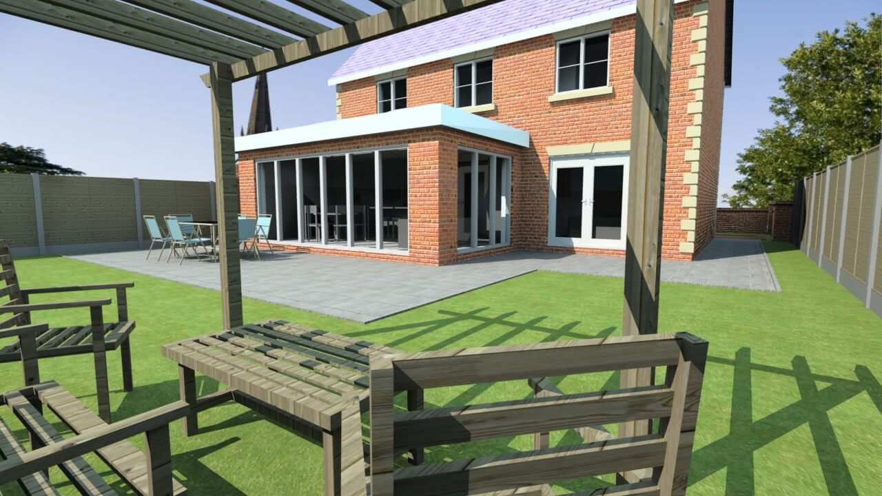 PlansXpress with view of extension from garden